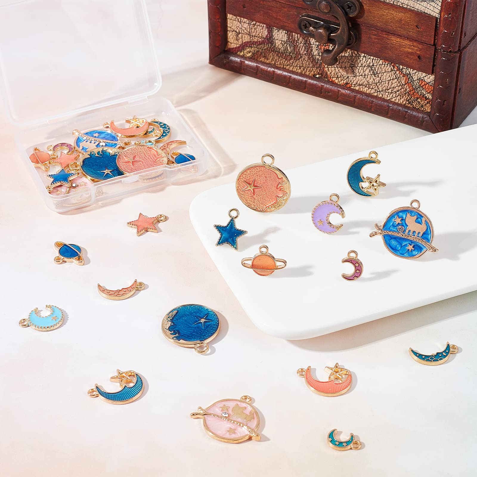 SUNNYCLUE Decorazioni Decorazioni Resina Stella Luna Sole - 4 Scatole Per Nail Art E Crafts Ciondoli Nail Art Cosmos - 2