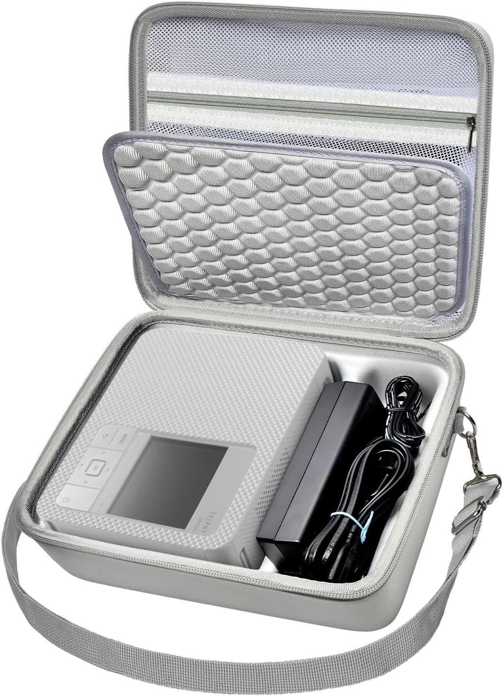 Case compatible with Canon SELPHY CP1300/ CP1200/ CP1500 Wireless Compact Photo Printer and Color Ink/Paper Set - Organizer Storage Bag Only (White)