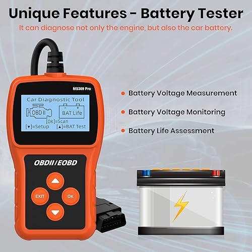 Miniatura 3 de Acum MS309 Pro Auto OBD2 Scanner, Live Data &amp; Battery Tester OBDII Engine Fault Code Reader Automotive Diagnostic Scan Tool to Check Engine &amp; Fix