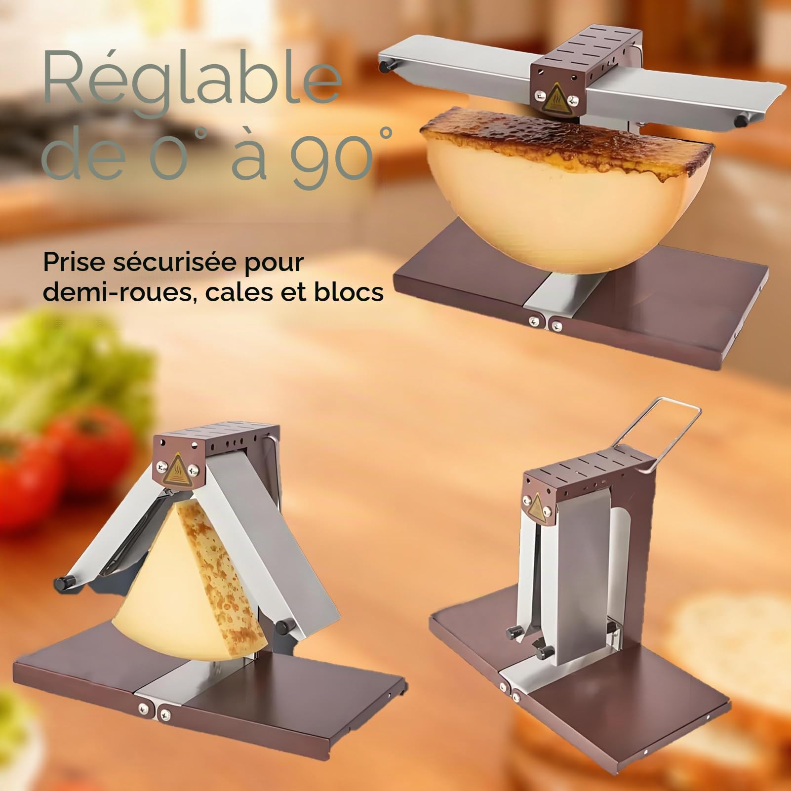 Appareil à raclette Traditionnel français pour Quart de meule,Grill de Table 4 Personnes avec résistances réglables,Pliable et Interrupteur de sécurité pour Une expérience culinaire optimale