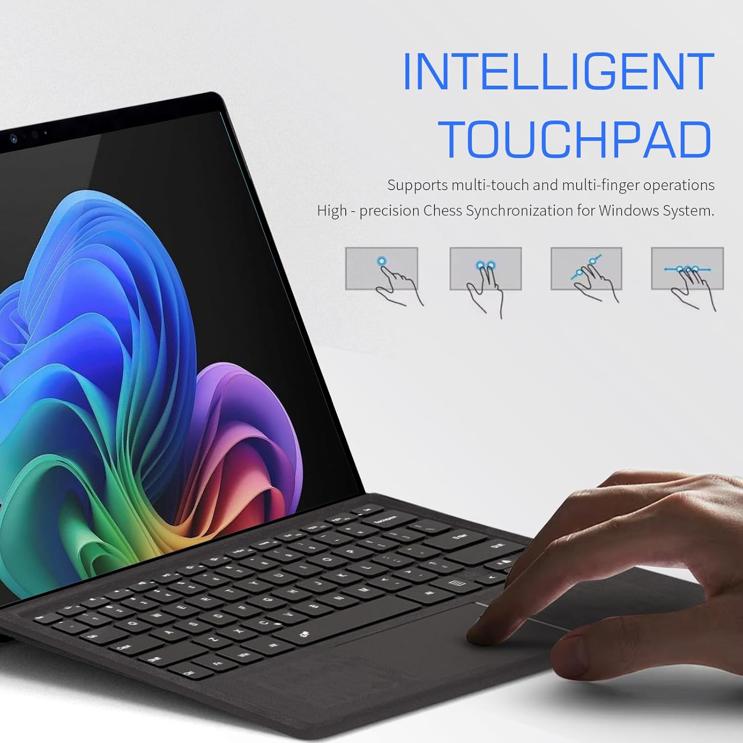 Junfire Detachable Keyboard for Microsoft Surface Pro 11/10/9/ProX (13-inch,2024/2022), 7-Color Backlit Wireless Keyboard with Touchpad, 14 Shortcut Keys, 30H Battery – Magnetic & Slim Design, Black