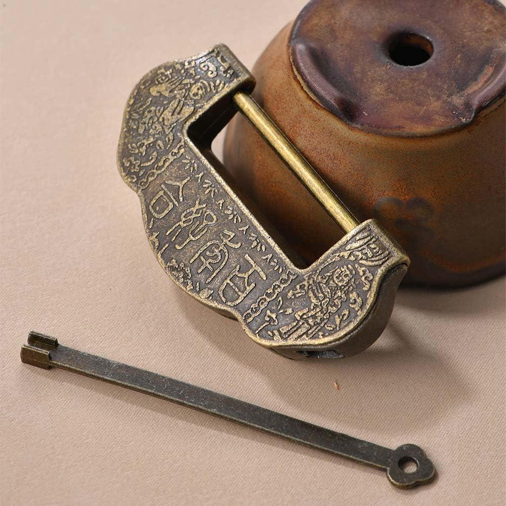 鍵　錠前　ブロンズ　真鍮　謎の動物　4枚バネ　虎　ライオン　清朝　アンティーク 鍵 錠前 ブロンズ 真鍮 謎の動物 4枚バネ 虎 ライオン 清朝 アンティーク