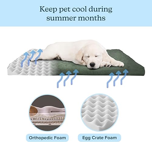 Miniatura 3 de PETMAKER - Cama ortopédica para perro resistente al agua con funda extraíble lavable, parte inferior antideslizante y espuma estilo caja de huevos,