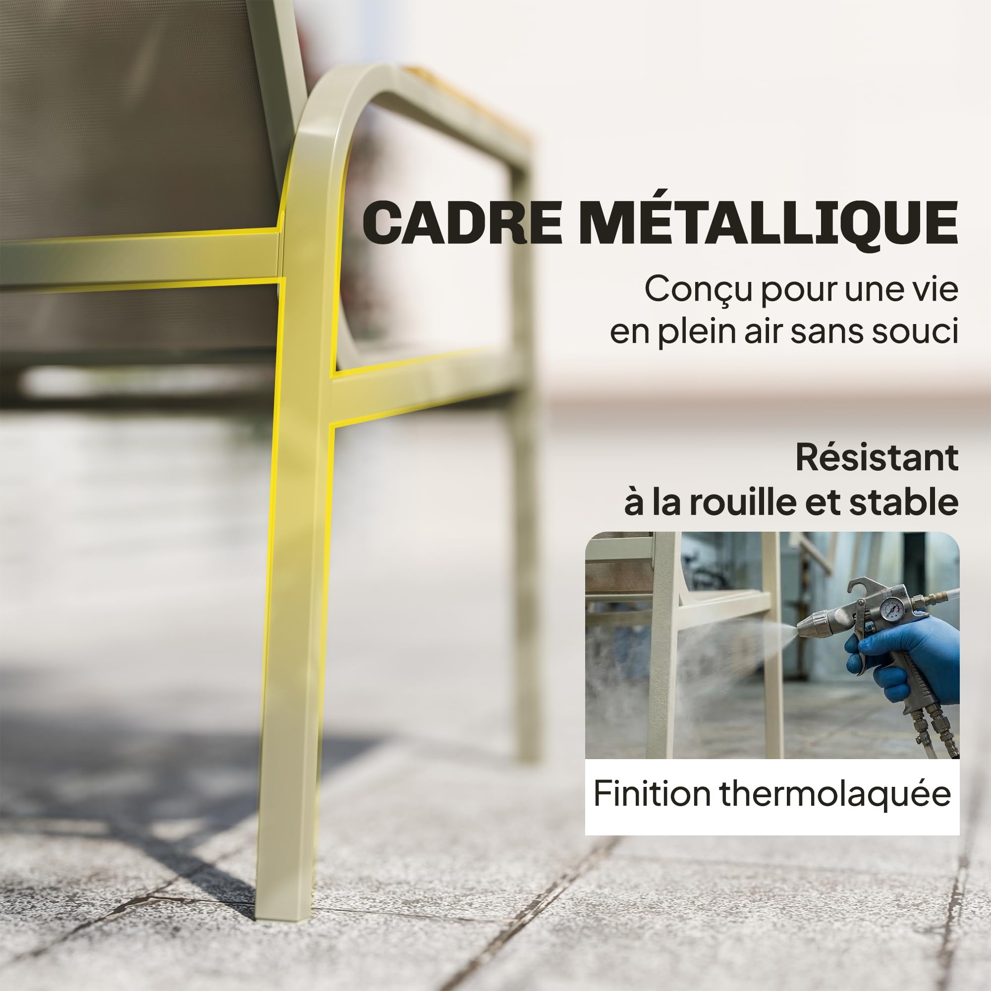 Outsunny Salon de Jardin 4 Pièces en Textilène, Ensemble de Terrasse avec Canapé 2 Places, 2 Fauteuils et Table Basse en Verre Trempé, Mobilier de Jardin pour Balcon ou Piscine, Vert