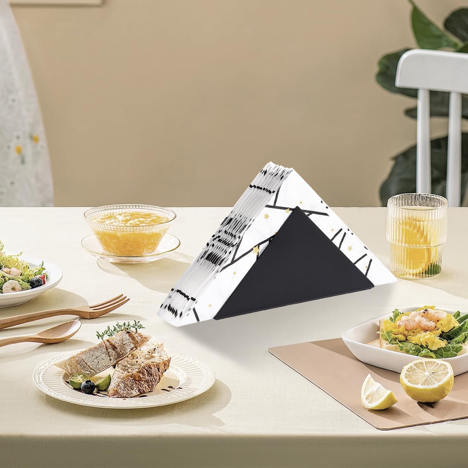 FAELNK Portatovaglioli in Acciaio Inox 2 pezzi Porta Tovaglioli in metallo Portatovaglioli Verticale Design Triangolare per Piani Cucina Tavoli da Pranzo Tavoli da Picnic Cucina Bar Nero
