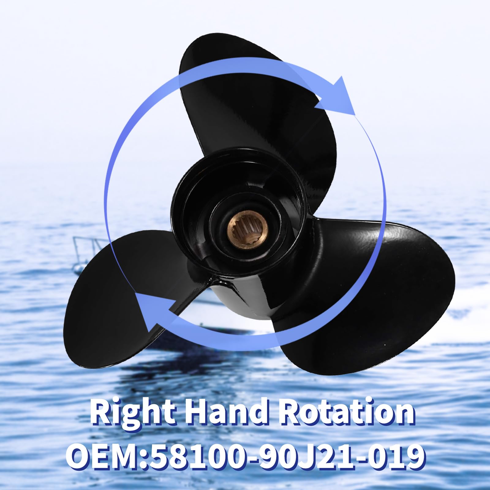 Hélice de bateau en aluminium 14 x 21 pour moteurs Suzuki hors-bord 50-140HP, 15 cannelures RH, 58100-90J21-019, 3 lames