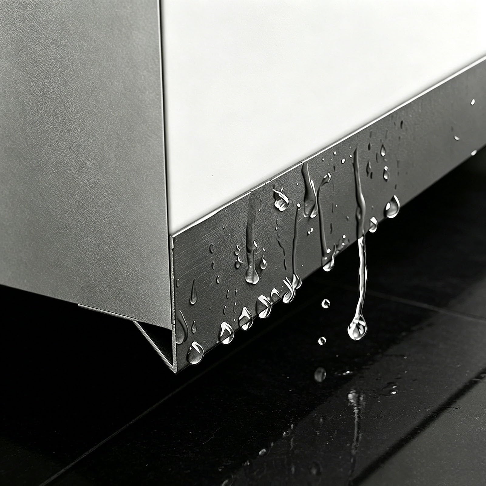 Eaves/Roof Rain Deflector Gutters Aluminum, Exterior Wall Rainwater Drip Line Guard, Weatherproof Water Drip Edge, No Drill Patio Diverter Trim(Gray,1 Pack)