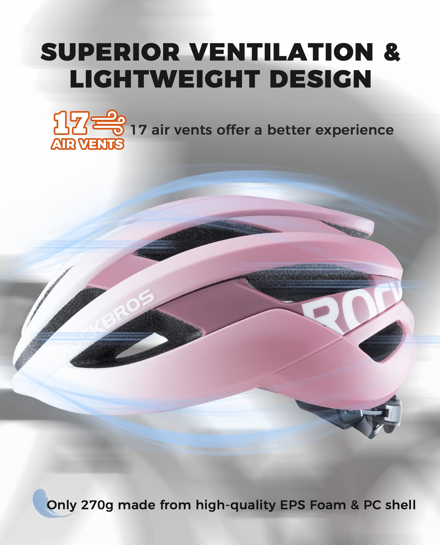 ROCKBROS Casco Bicicleta Adulto Ligero con 7 Forros Desmontables para MTB Carretera Urbano y Gafas de Sol Polarizada UV400 TR90 para Senderismo Correr Actividad