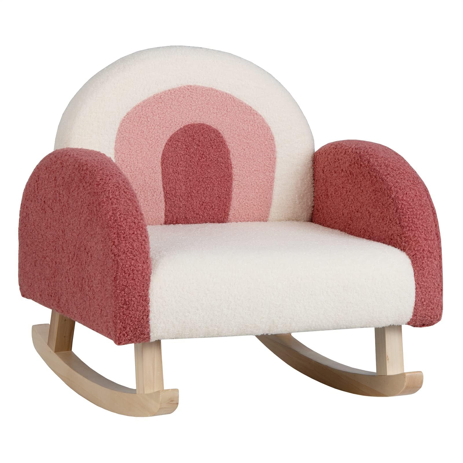 RELAX4LIFE Poltrona per Bambini 2-8 Anni, con 1 Cuscino Comodo, Gambe in Legno di Faggio, Imbottita in Spugna, Aspetto Carino, Carico Massimo 75 kg (ROSSO E BIANCO)