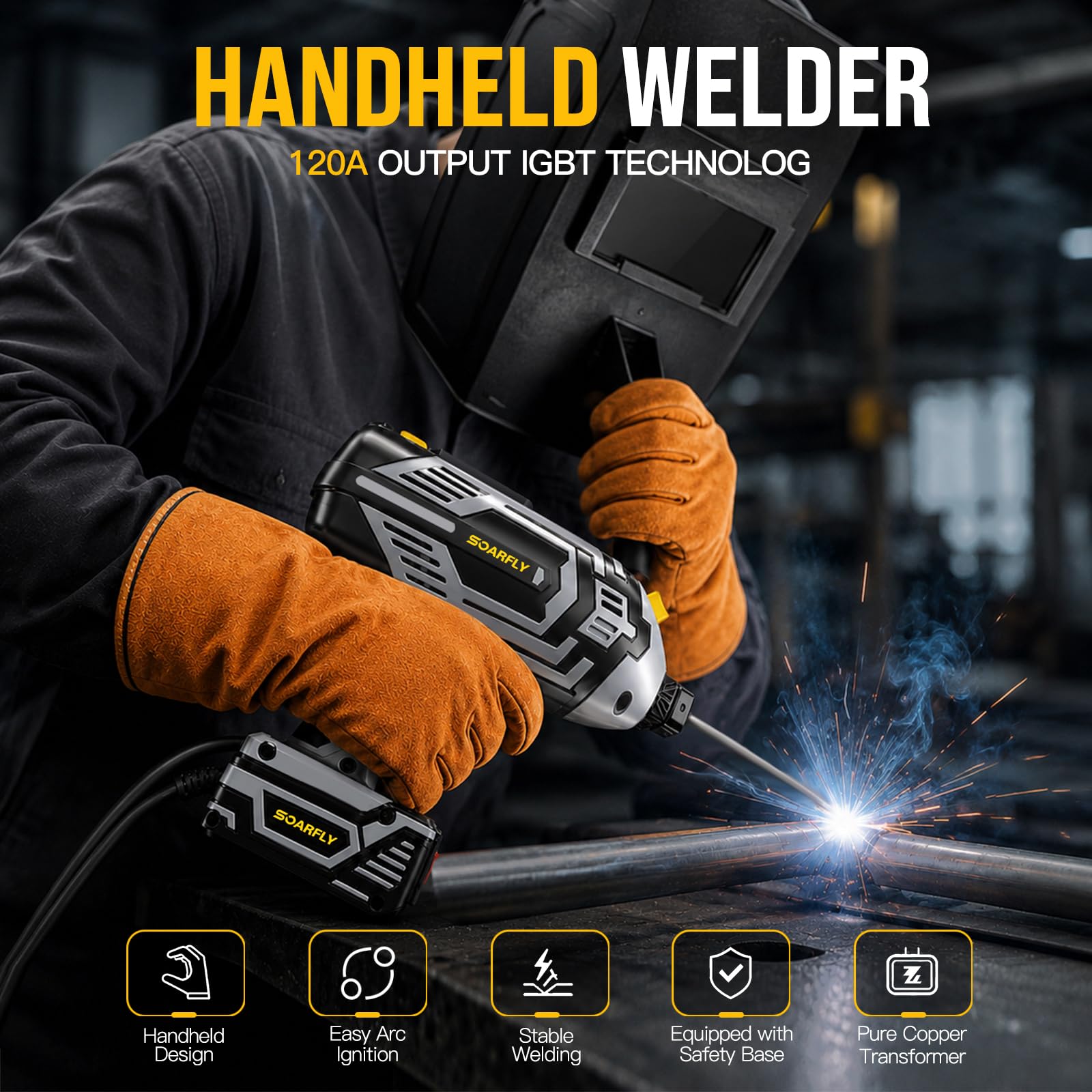 Portable Handheld Welding Machine, 110V 120A ARC Welder for 3/32"-1/8" Rods — Amazon image 2