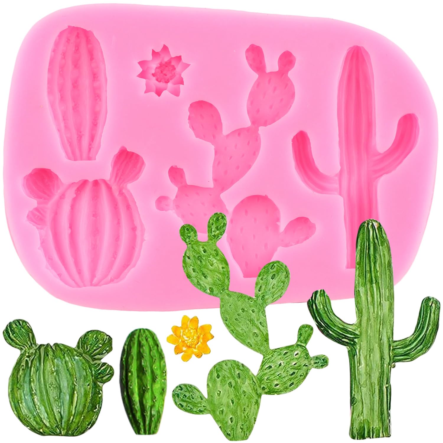 XMOLDNMS Cactus Silicone Fondant Mould Cacti Chocolate Candy Moulds for Cake Decoration Cupcake Topper Candy Chocolate Polymer Clay Gum Paste
