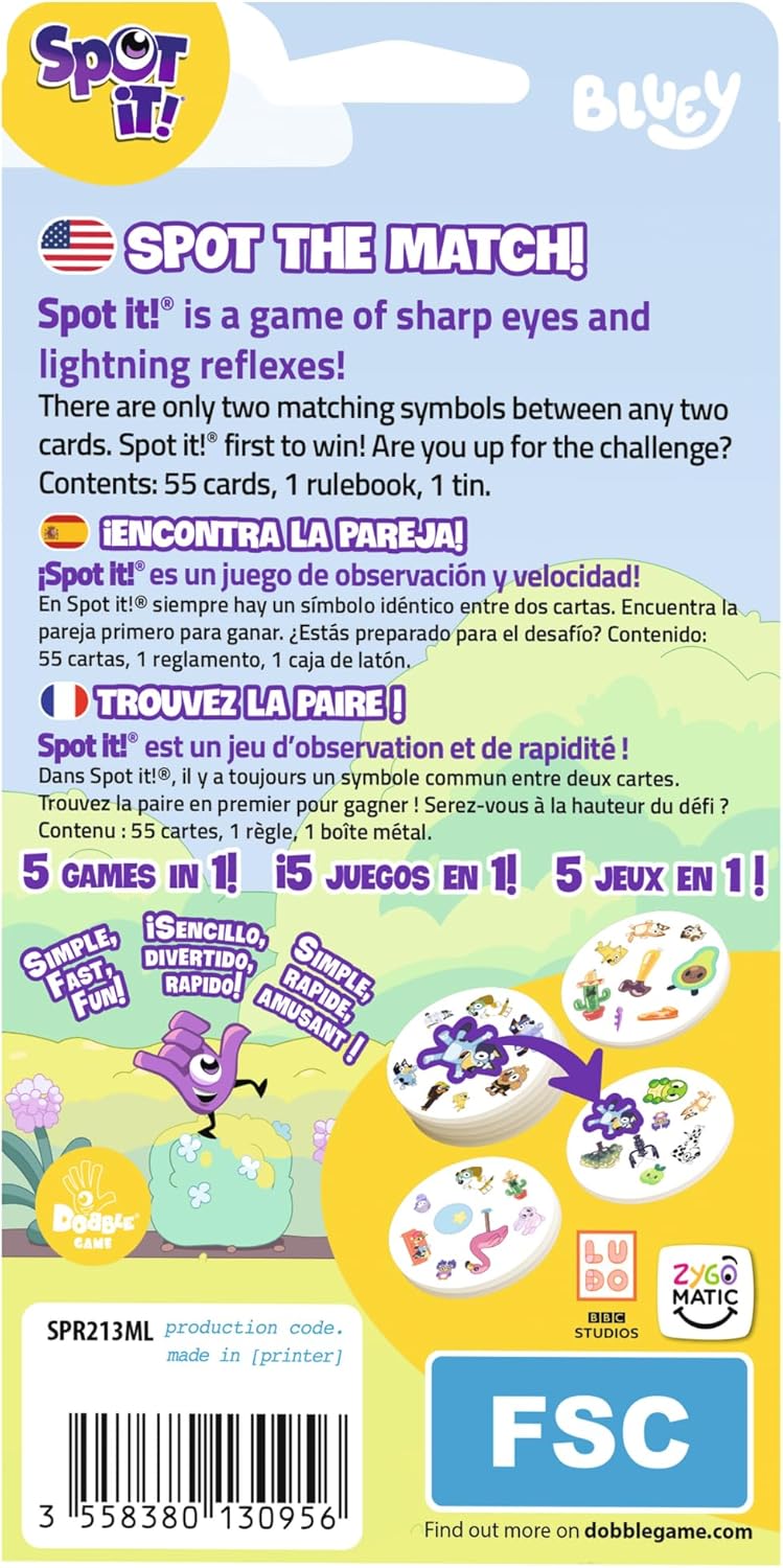 Spot It! Bluey: The Ultimate Family Card Game for Fun-Filled Matching Excitement!