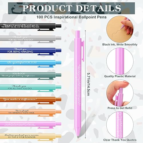 Miniatura 10 de PerKoop 30 juegos de regalo de agradecimiento a los empleados, bolígrafo motivacional, bloc de notas inspirador, cuadernos de marmoleado, diarios de