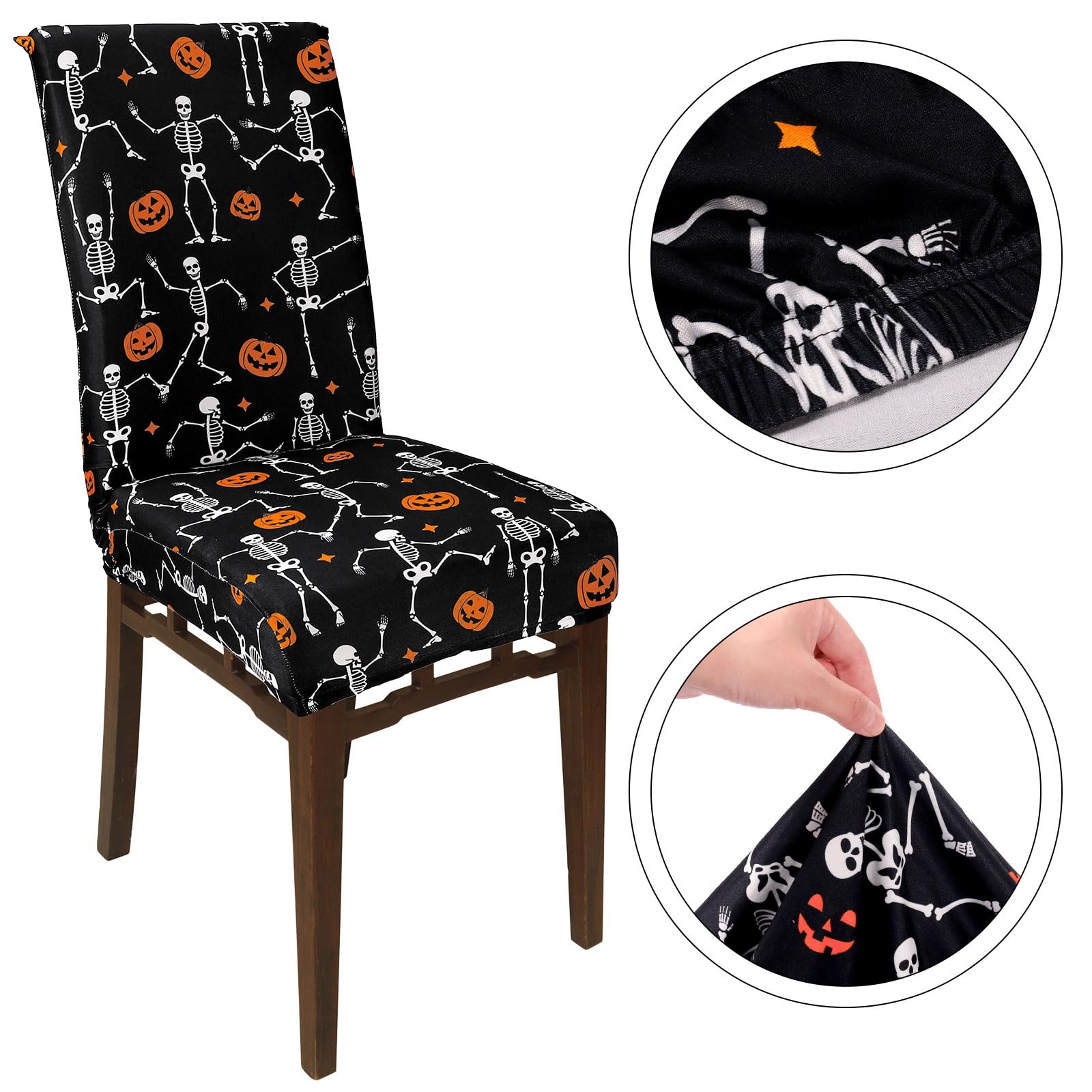 Housses De Chaise Halloween Citrouille Orange - Lot De 2 | Décoration Fête Résistante Non Tissé