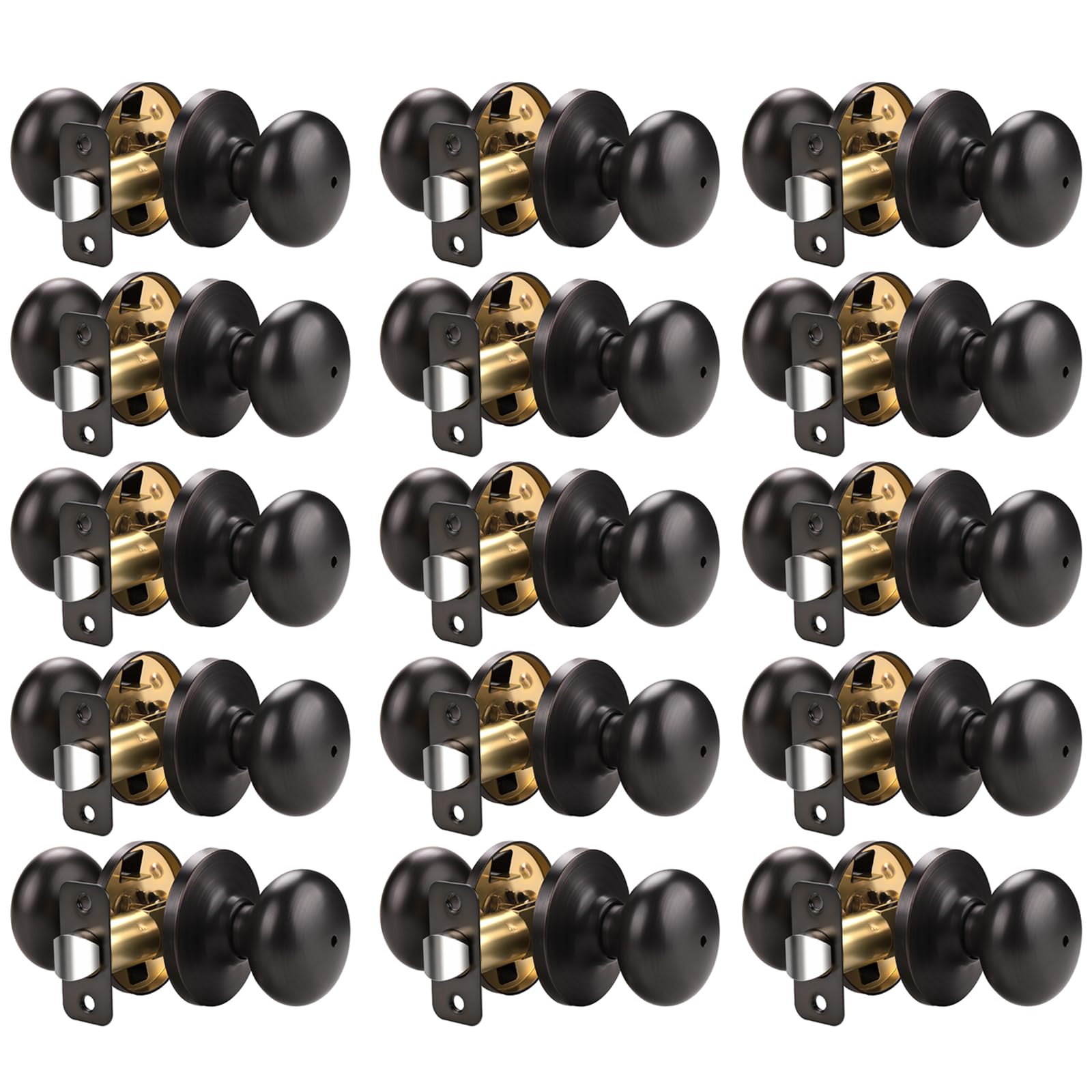 Brushed Nickel Door Knobs - Keyless Privacy -16