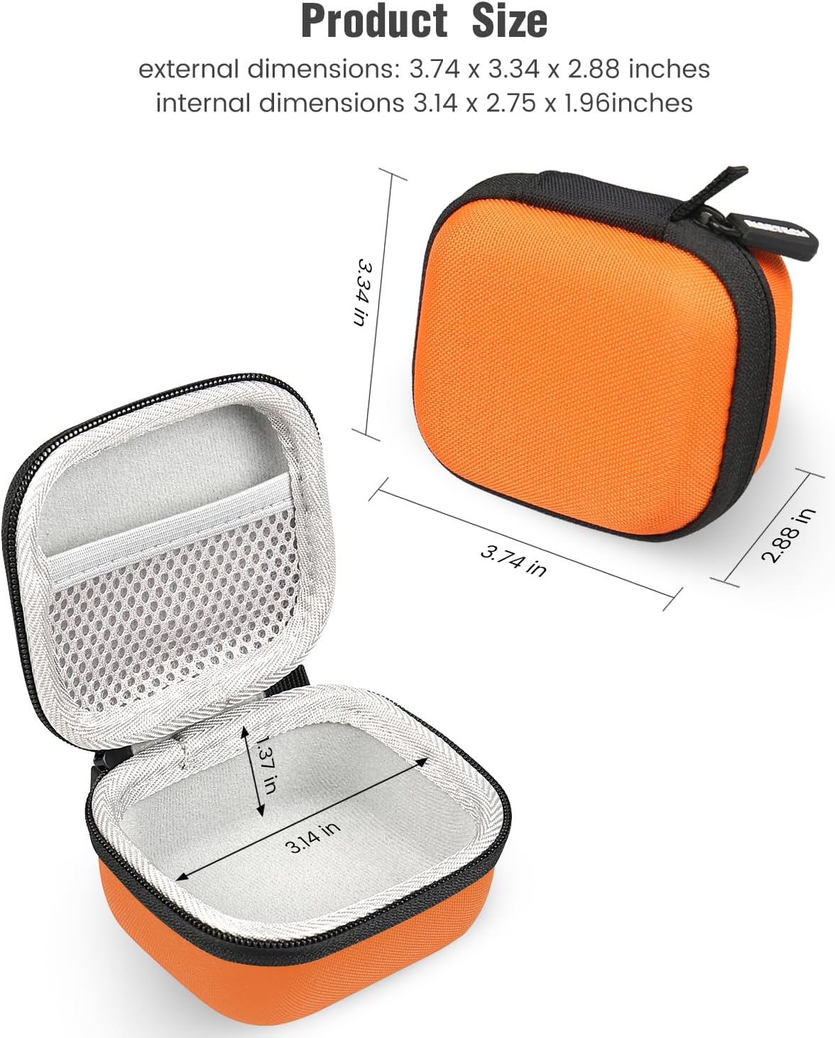 Earbud Case Compatible with Beats Powerbeats Pro 2 Wireless Bluetooth Earbuds, Portable Travel Hard Shell Earphone Case - with Clip (Orange) - Image 5