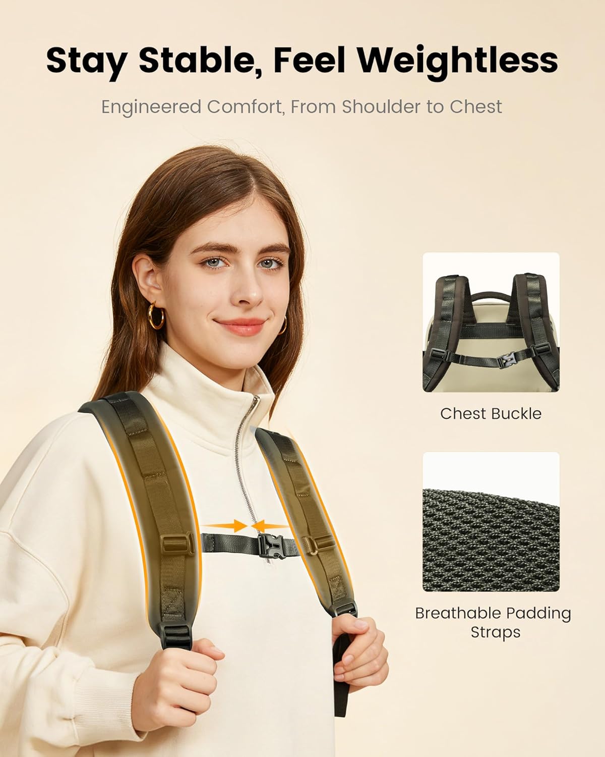 LOVEVOOK 40L Travel Backpack for Women & Men, Airline Approved Carry On Luggage, TSA Personal Item Bag fits 15.6 Inch Laptop, Waterproof Weekender Overnight Suitcase for Work, Green - Image 4