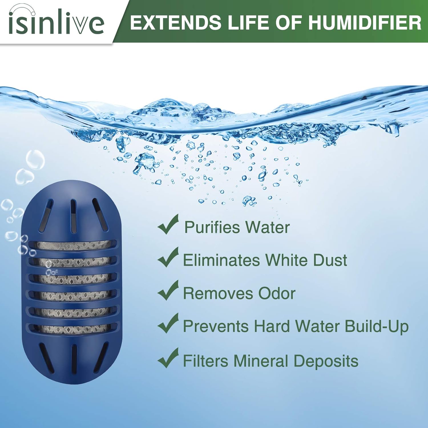 isinlive12 Pack Demineralization Cartridge Compatible with HoMedics Ultrasonic Humidifiers, Filters Mineral Deposits, Prevents Hard Water Build-Up, Purifies Water, Eliminates White Dust and Odor : Home & Kitchen