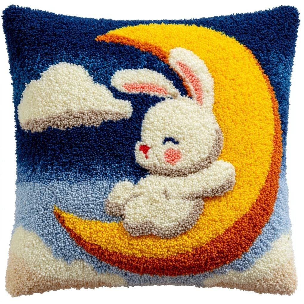 AxiangziK Latch Hook Cushion Kit 17x17in,Rabbit on the Moon