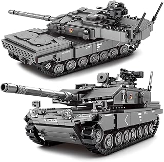 Tank Building Block Toy Set,Military Leopard 2 Historical Collection Model Building Kit with 4 Soldier Figures,Building Toy for Boys 8-14 and Adult (Leopard 2 Tank)
