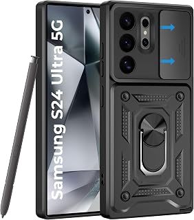 A rtistque Armor Bumper Back Cover Case for Samsung Galaxy S24 Ultra 5G | Ring Holder Stand | Sliding Camera Protection | ... Price In India