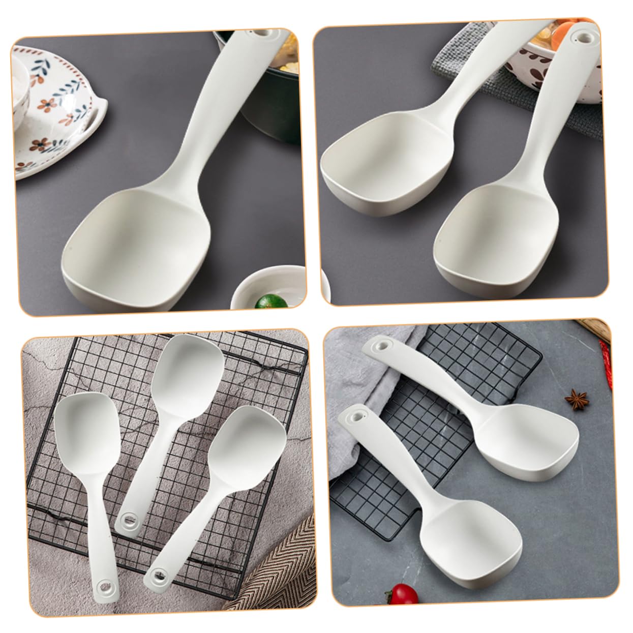Amosfun 15 Stk Löffel spoon set spoons set ladle Wasserkocher aus Kunststoff wasserkocher plastik Kochkelle Schöpfkellen zum Servieren Brei Servierkelle große Breischaufel pp Weiß