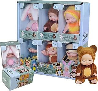 NILISWIEST Mini Reborn Baby Dolls - Set of 6 Miniature Plastic Action Figures Dolls, BebÃ© Reborn Original Collection, Perfect Toys for 3 Year Olds(Style A)