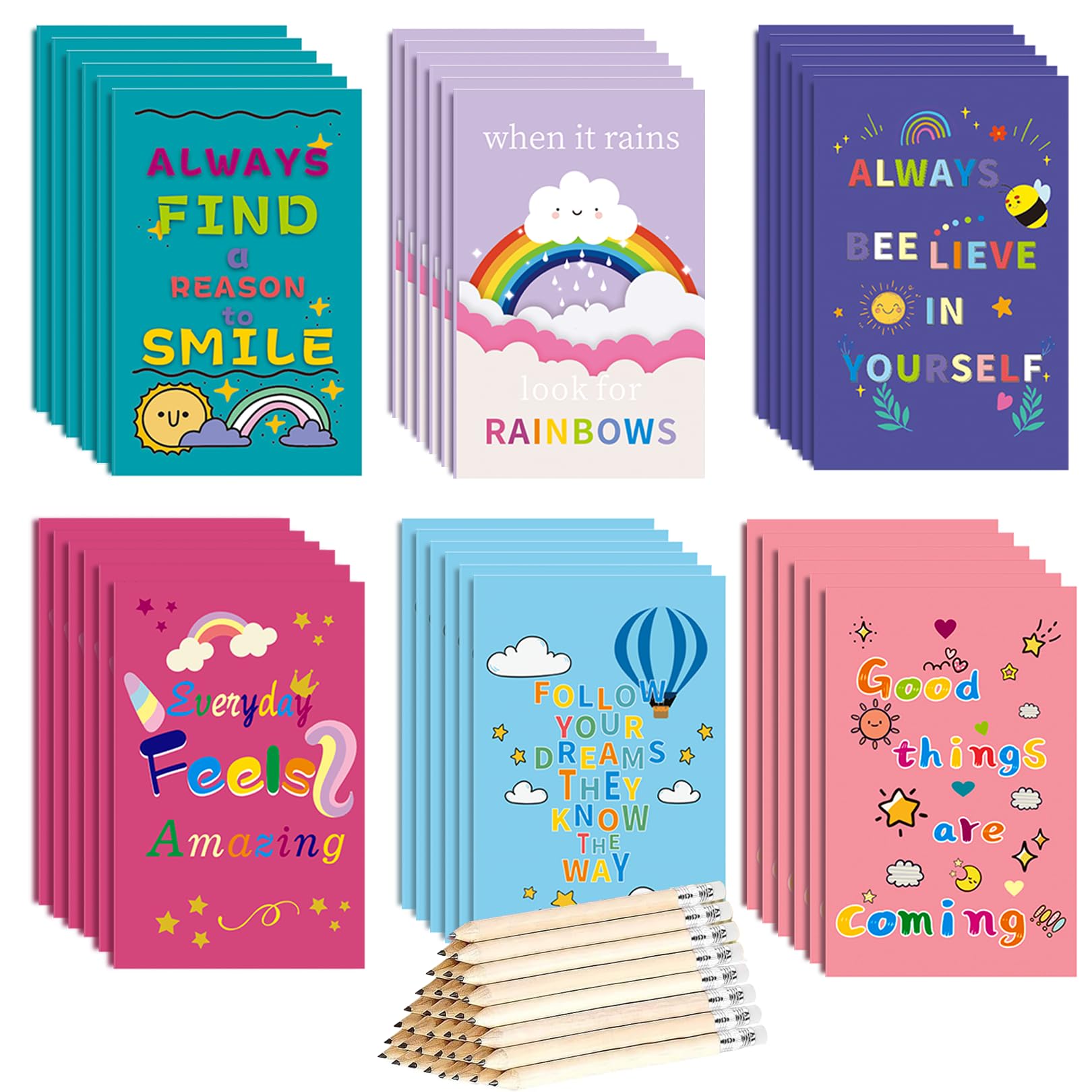Solihigh Gifts for Students from Teachers, 36Pack End of Year School Leavers Gift,Class Gifts for School Children, Motivational Notebooks Notepads Pencils Bulk for Kids Pupils