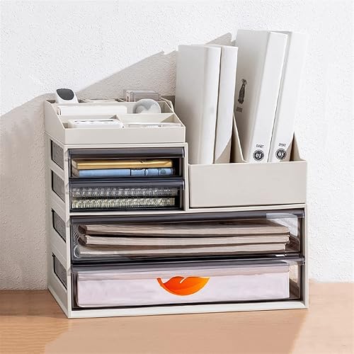 Miniatura 6 de KIZQYN Estante de archivos apilable organizador de escritorio 5 niveles con cajones para oficina escuela dormitorio sala de actividades organizador