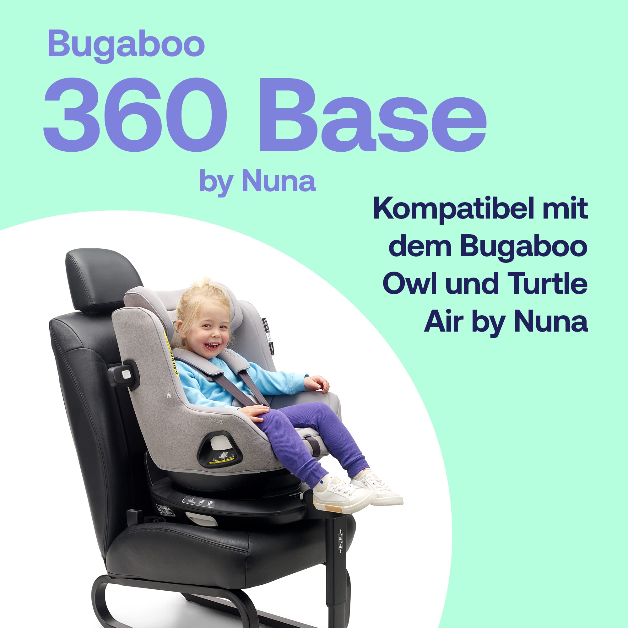Bugaboo 360-Grad ISOFIX Basis by Nuna für Owl und Turtle Air Autokindersitze, von der Geburt bis 4 Jahre oder von 0 bis 18 kg, Ausrichtung nach vorne oder hinten, sichere Installation