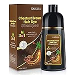 IIIMEIDU Hair Dye Shampoo for Gray Hair, 3 in 1 Herbal Ingredients Natural Dye for Women Men, Grey Coverage 500ml Chestnut Brown 1