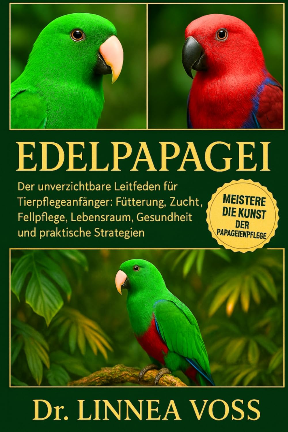EDELPAPAGEI: Der unverzichtbare Leitfaden für Tierpflegeanfänger: Fütterung, Zucht, Fellpflege, Lebensraum, Gesundheit und praktische Strategien