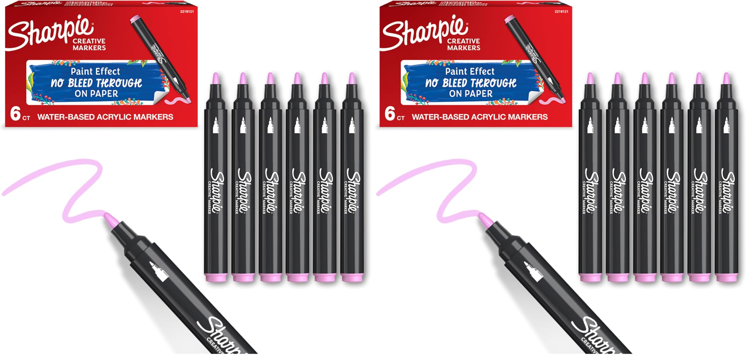SHARPIE Akrilik markör, Yuvarlak uç, Açık pembe (2 paketi)