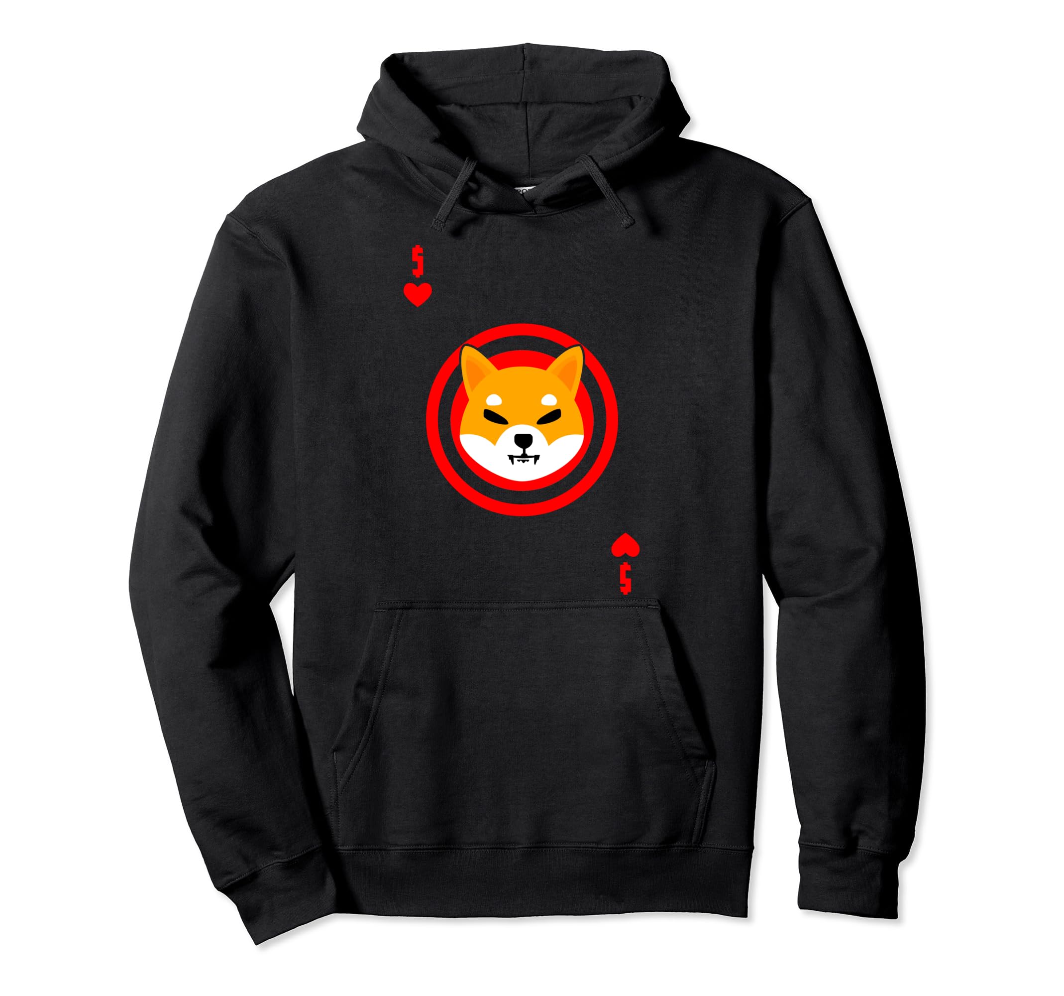 Shiba Inu Coin Hearts Card Blockchain HODL Cryptocurrency Pullover Hoodie, Black