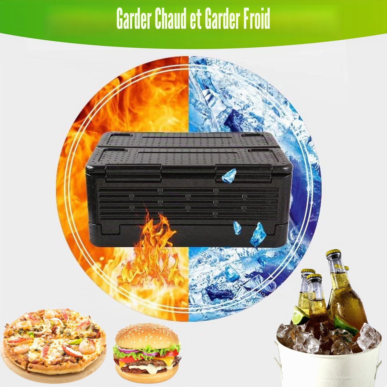 Boîte Isotherme Pliable, Boite Thermique avec Couvercle Intégré, Multifonction Glaciere Isotherme pour Camping, Pique-niques, Transport des Aliments