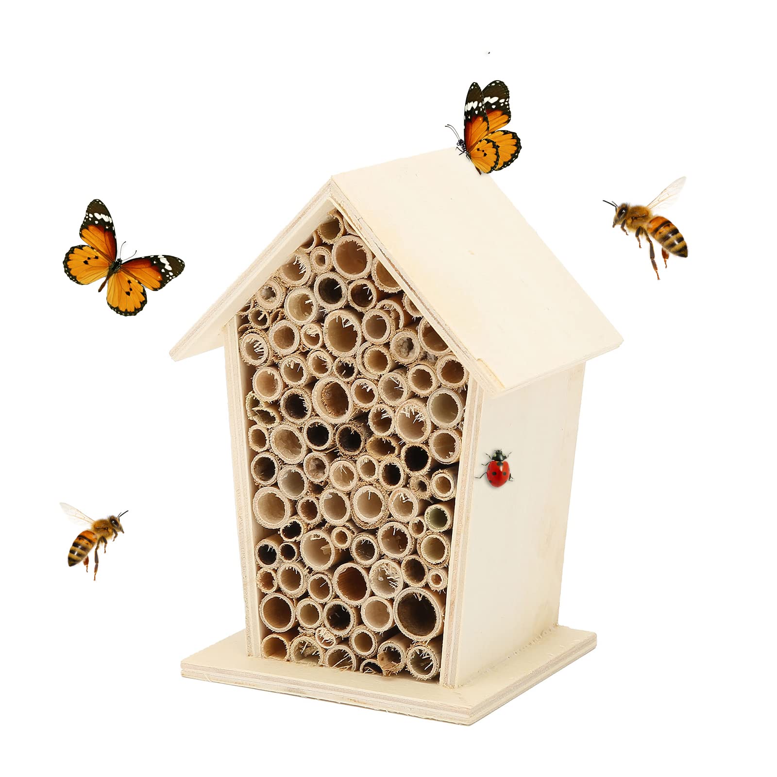 Pilipane Wooden Insect ﻿ Hotel, Insect ﻿ Home bamboos Nesting surroundings for Bees, Butterflies, Ladybugs, Garden Insect ﻿ House, Ladybug Nesting