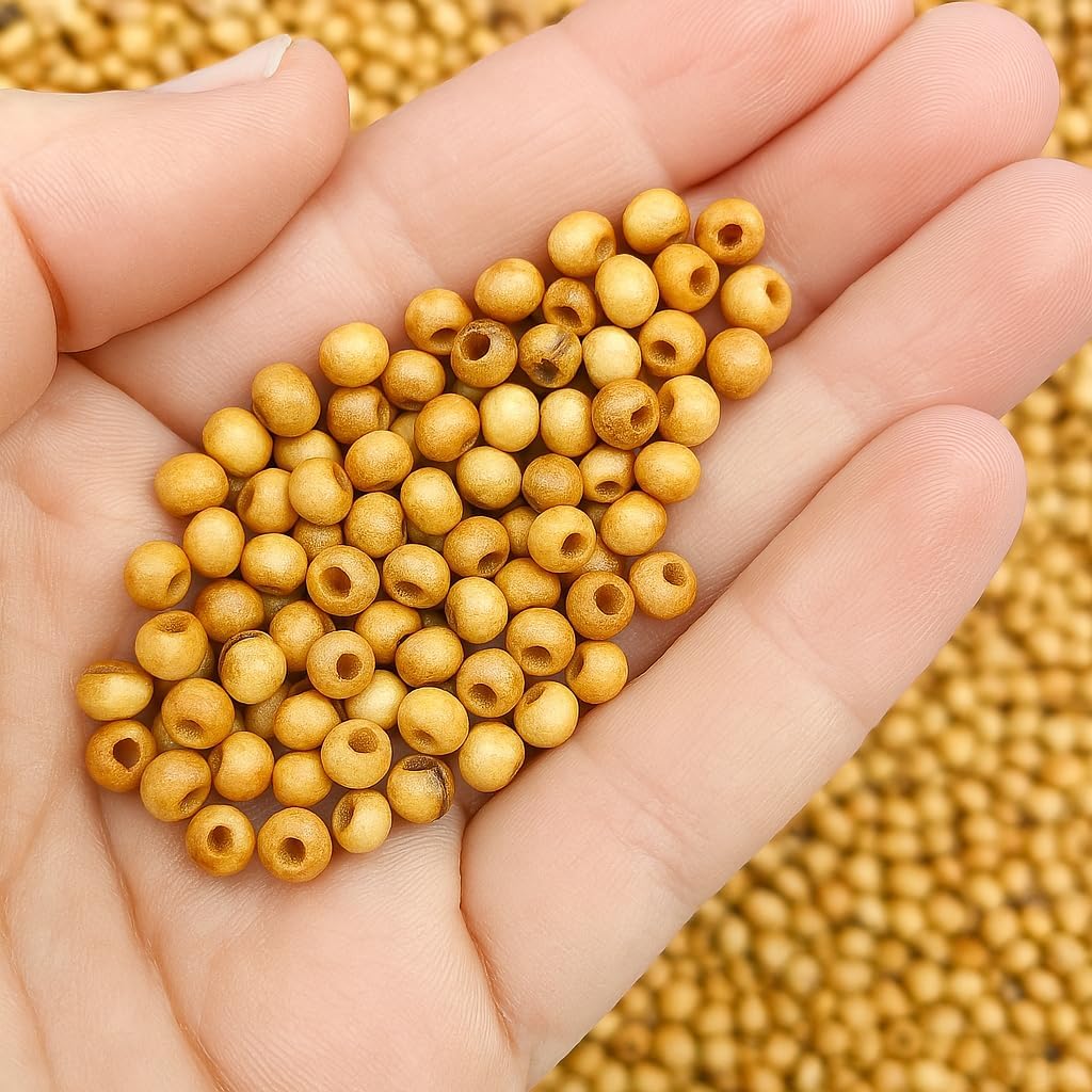 ZULUF 4mm Small Wooden Beads - Bethlehem Olive Wood Brown Beads for Jewelry Making (60pcs) Tiny Rosary Craft Supplies for Bracelet Necklace DIY & Catholic Prayer BEAD001