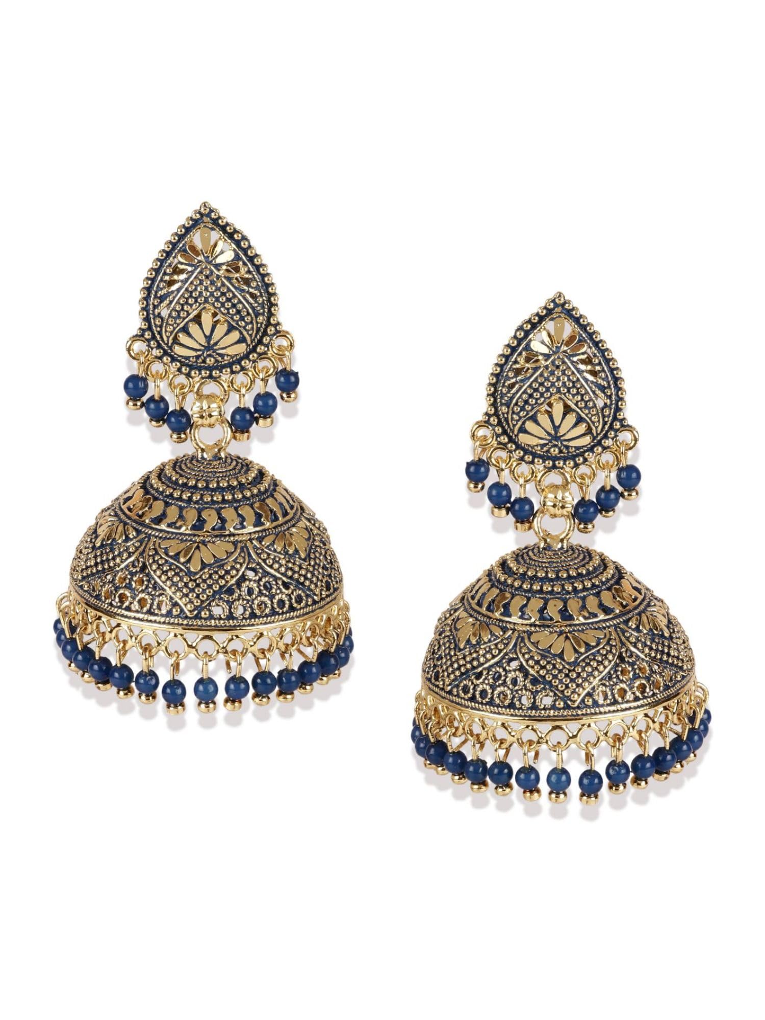 Styylo Fashion_Gold Plated & Blue Dome Shaped Enamelled Jhumkas_EAR-M-40012-BLU (B0CZ9QXKH7) Amazon Price History, Amazon Price Tracker