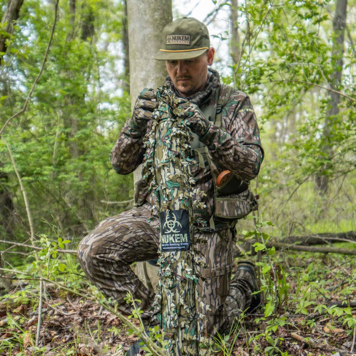 Nukem Grab & Go Jagdbodenjalousie – Mooseiche 3D-Blätterfolie – leichtes Pop-Up-Rollo für Truthahn und Hirsch