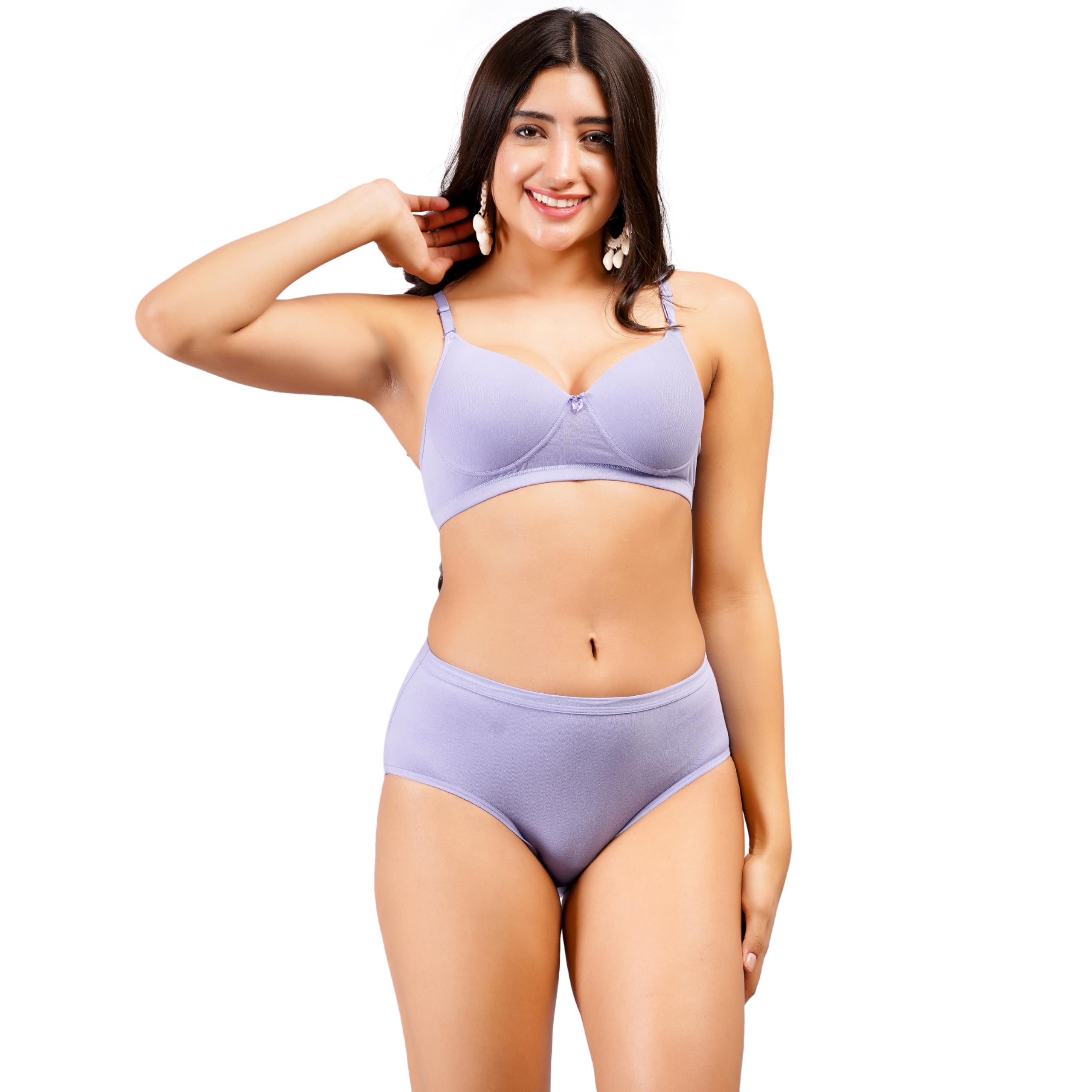 Women's Cotton Solid Low Rise Full Coverage Lingerie Set Solid Colours Cotton Stretch| Lingerie Set for Women | Ultra-Soft Waist Elastic-image-0