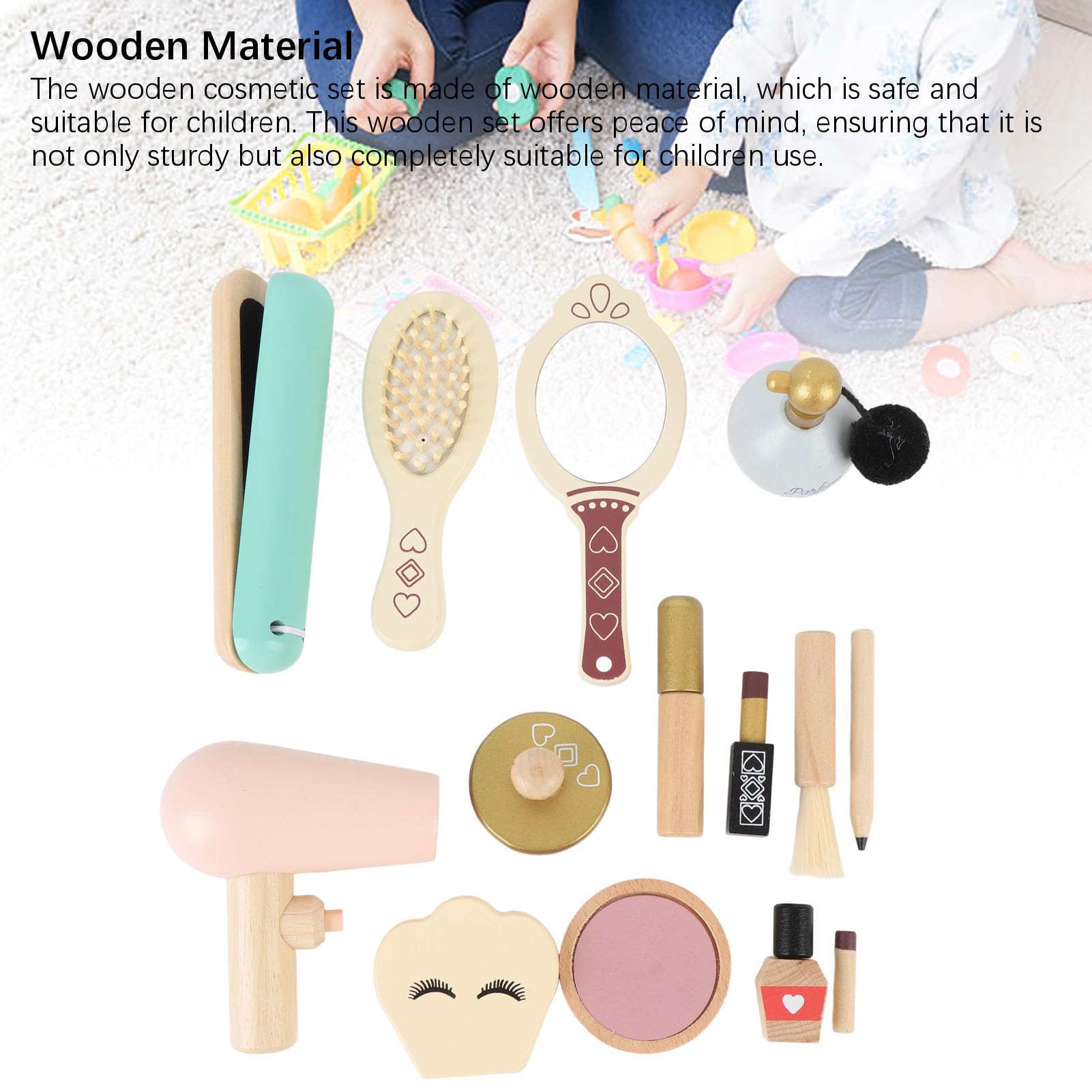 Ensemble de Jouets de Maquillage en Bois pour Filles, Jeu de Simulation, Cadeau cosmétique de beauté en Bois