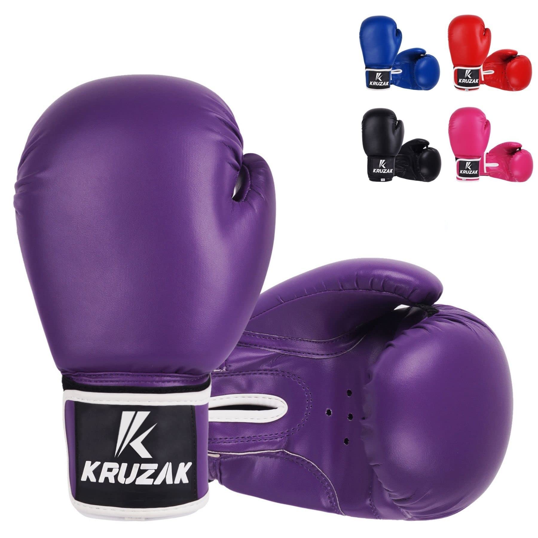 Kruzak Plain Boxing Gloves for Sparring, Kickboxing, Muay Thai, Martial Arts & MMA Fighting - Men & Women Punch Bag Mitts Training and Focus Pads