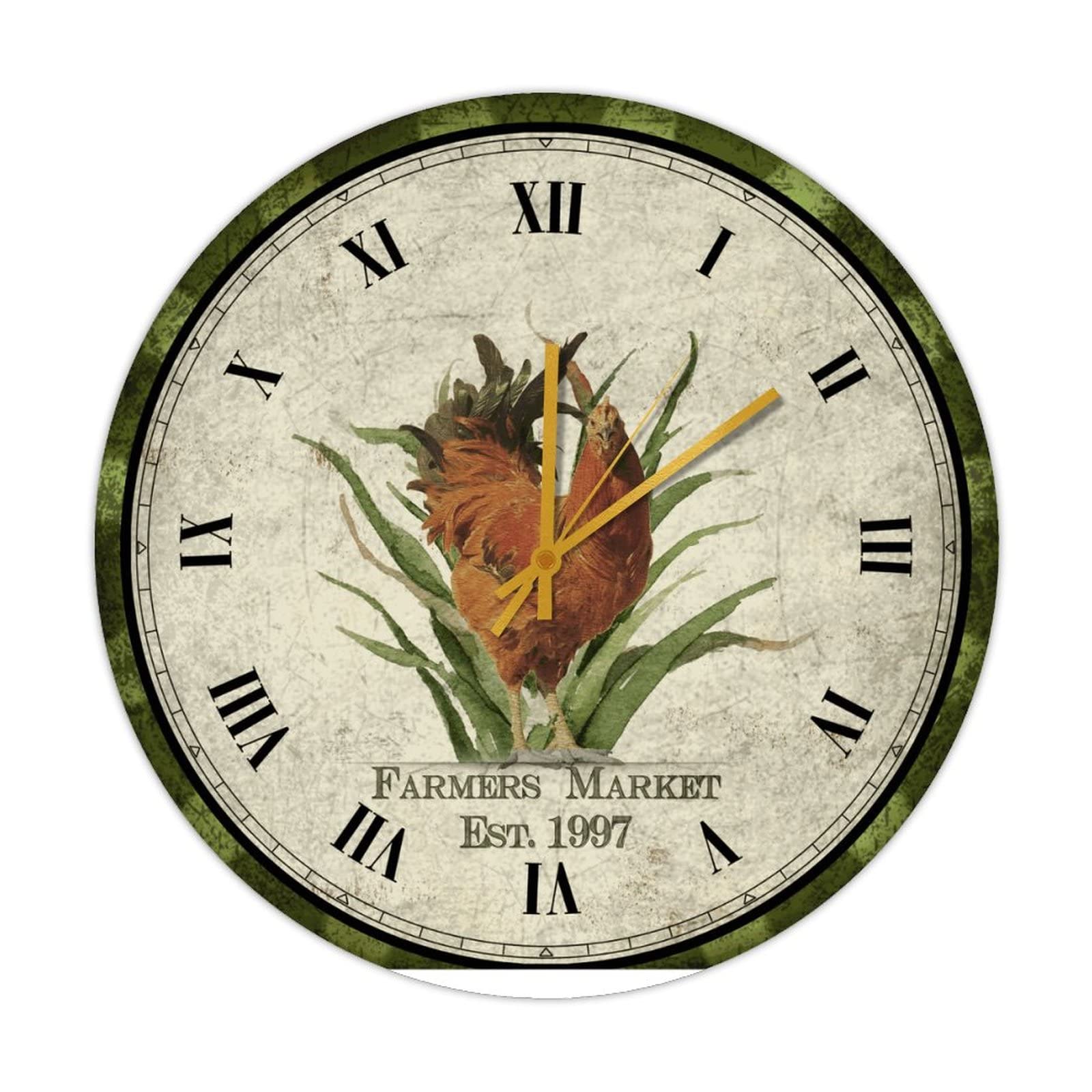 Horloge murale coq en bois silencieuse pour supprimer le tic-tac