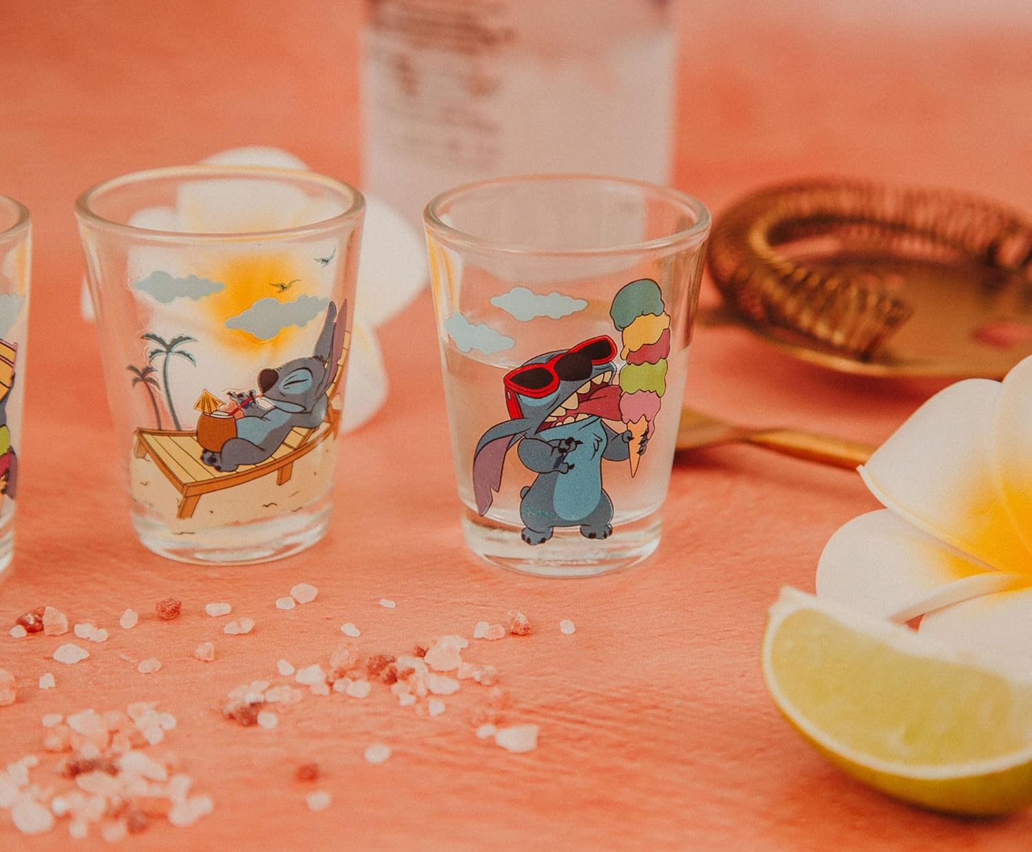 Disney Lilo & Stitch Beach Day 1.5-Ounce Mini Glass Cups, Set of 4 | Whiskey Shot Glasses, Home Barware For Liquor and Beverages, Kitchen Decor Essentials | Cute Kawaii Gifts And Collectibles - Image 6