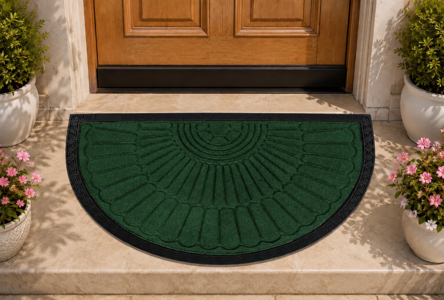 Half Round Entrance Door Mat 45 x 75 CM | Heavy Duty Dirt Trapper Floor Mat with Non Slip Rubber Backing | Water Resistant Washable Welcome Mat for Home Office Apartment Shop Entryway-image-27