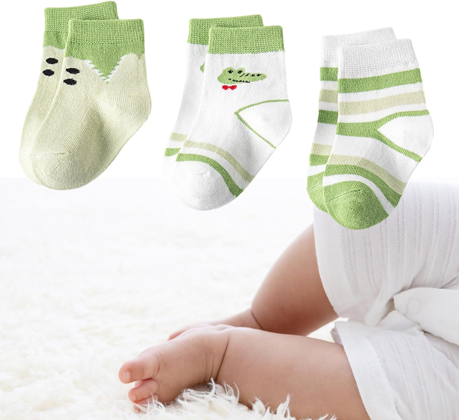 3 Pack Infant Ankle Socks Breathable Cotton Seamless Design Anti-Slip Toddler Socks 0-5 Years Daily Wear Baby Footies