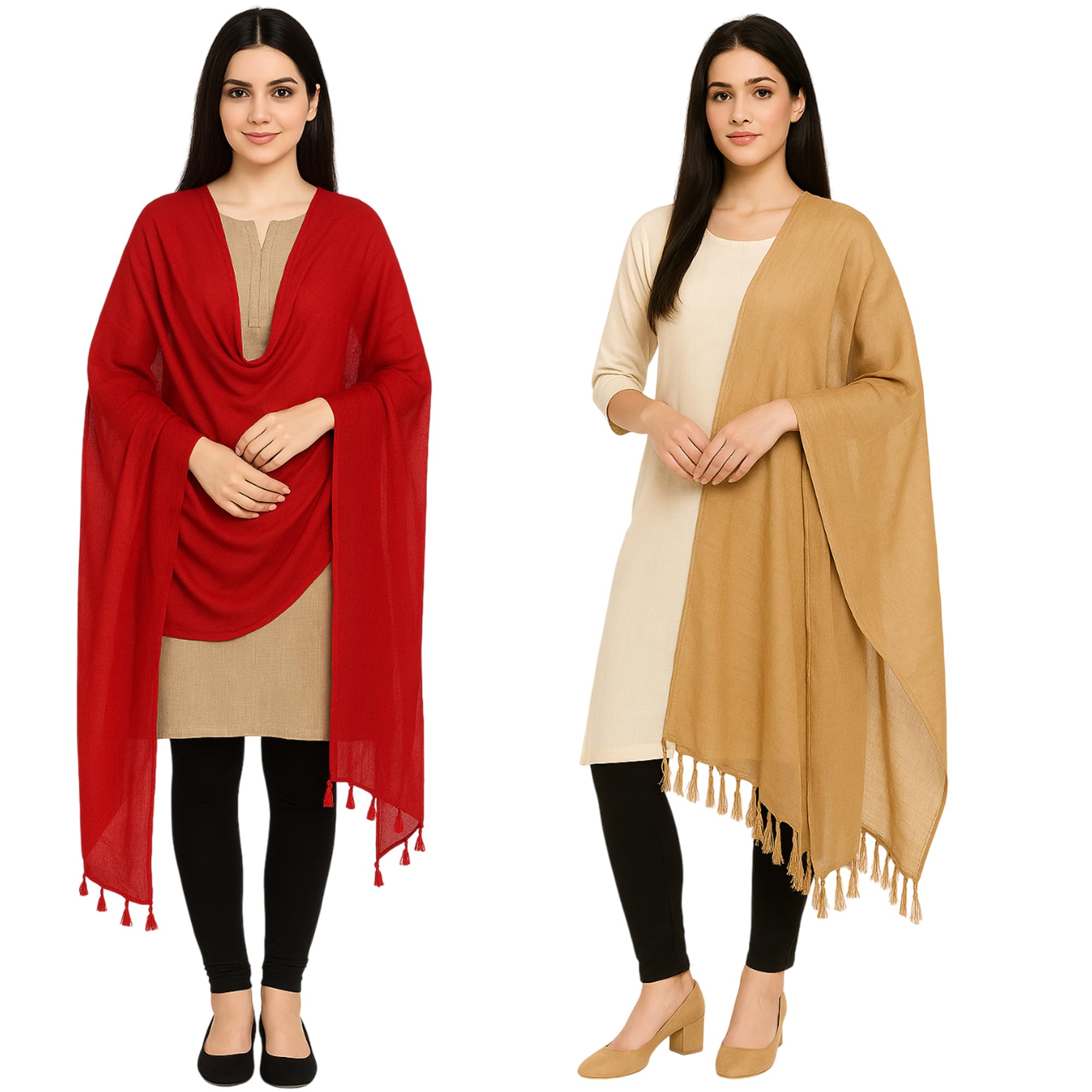 Combo of 2 Women's Rayon Cotton Blend Dupattas – Soft, Lightweight & Breathable Ethnic Scarves for All Seasons-image-35