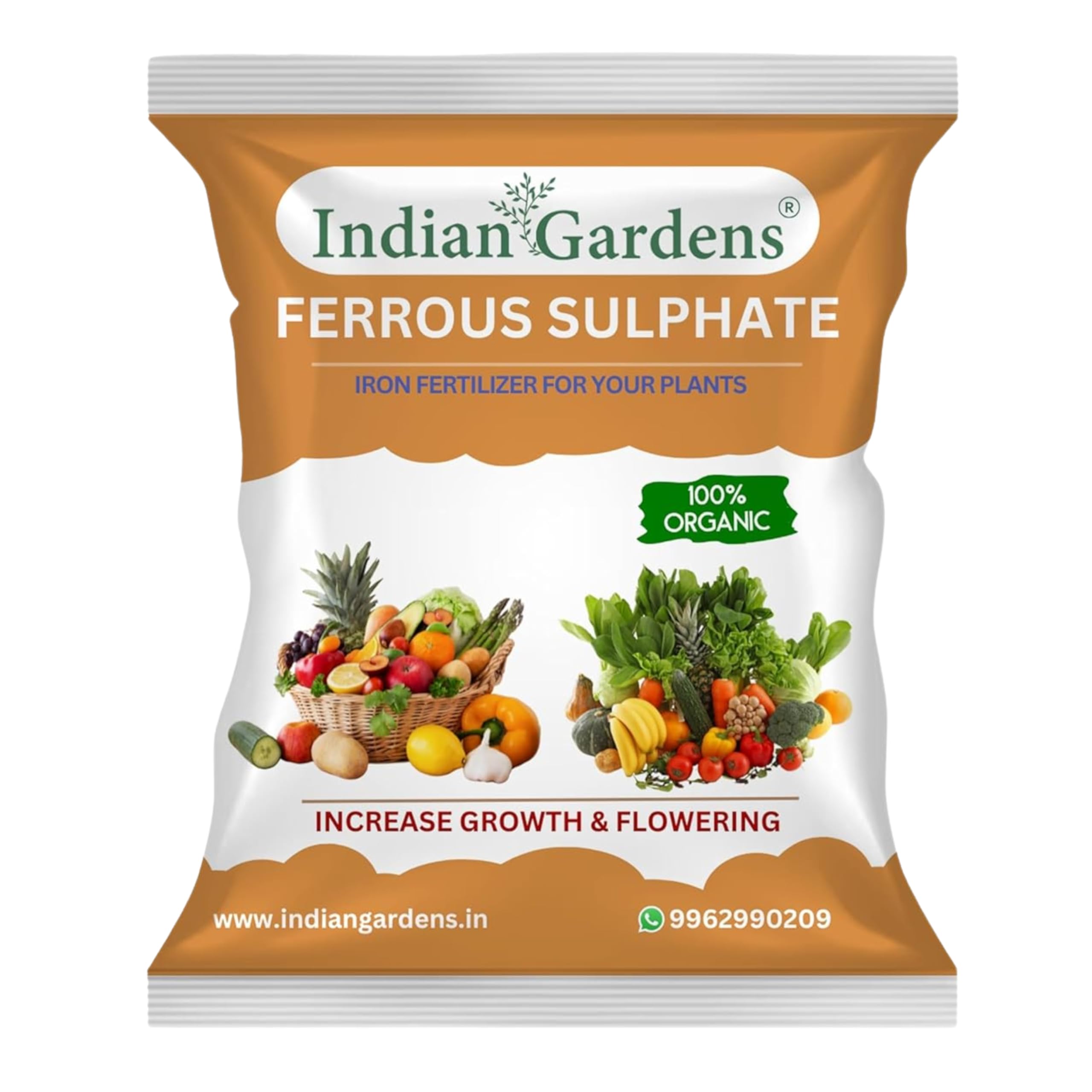Indian Gardens - Ferrous Sulphate Fertilizer | Micronutrient Iron Fertilizer | Soil Iron Plus |Flowering Plant | Slow-Release Plant Food - 200 Grams