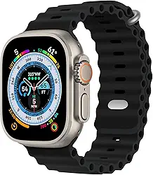 Pulseira masculina BHUIJIC Ocean para Apple Watch Ultra 49 mm, 45 mm, 44 mm, 42 mm, de silicone, ajustável, fivela de metal, p/ Apple Watch Ultra 2, iWatch Ultra séries 9, 8, 7, 6, 5, 4, 3, 2, 1, SE