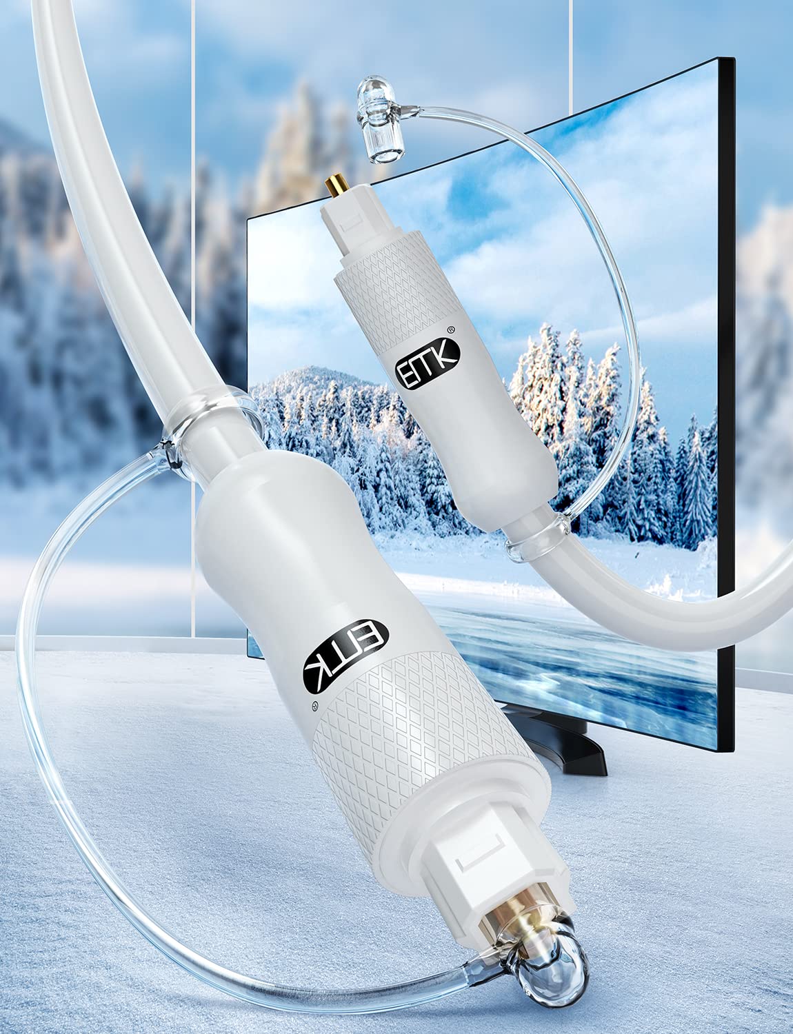 EMK Cavo audio ottico bianco, cavo ottico digitale SPDIF Toslink, cavo ottico bianco per Sound Bar, TV, Home Theater e altro, 7 m